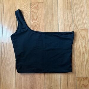 One Shoulder Sleeveless Plain Crop